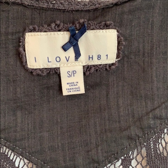 SOLD - Dark Gray Lace Asymmetrical Vest - Picture 3 of 3